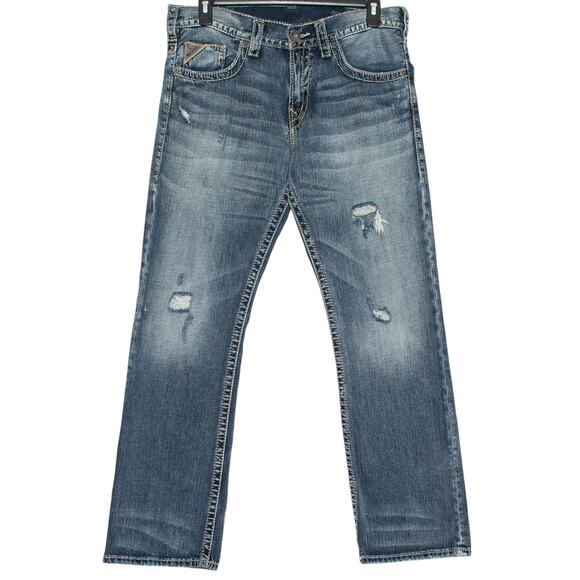 Silver Mens Jeans Zac Surplus Relaxed Straight 925 Series Flap Pocket Blue 34x32 - Picture 1 of 9